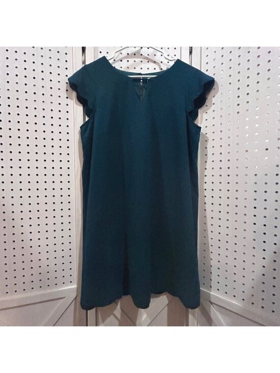 Dresses & Skirts - She Sky Teal Green Flutter‎ Sleeve Keyhole Neck A Line Dress Size Medium